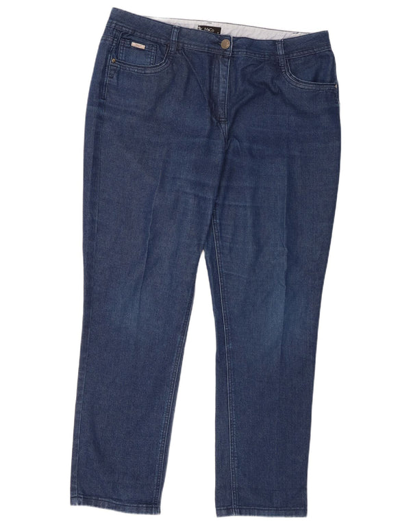 Женские зауженные джинсы M&Co с высокой талией, Великобритания, 18 XL, W38 L30, синие, хлопок