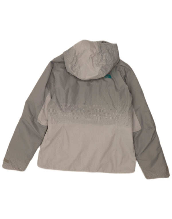 The North Face Womens Hooded Rain Jacket UK 14 Medium Grey Colourblock