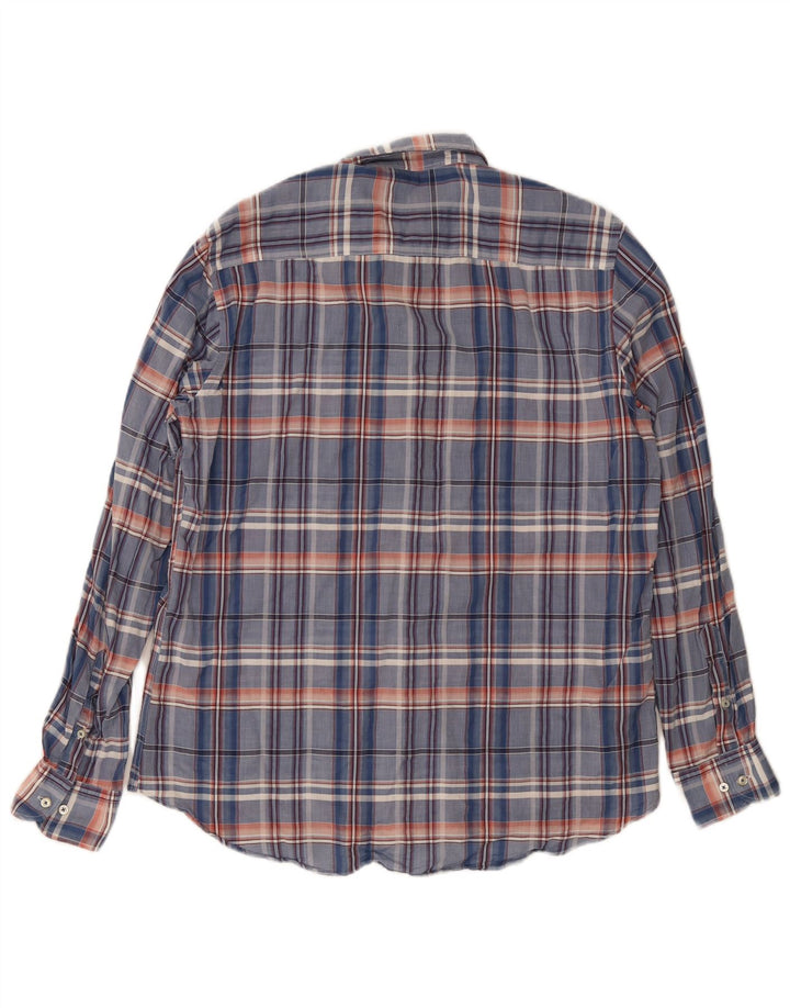 Мужская рубашка приталенного кроя Massimo Dutti XL синяя в клетку