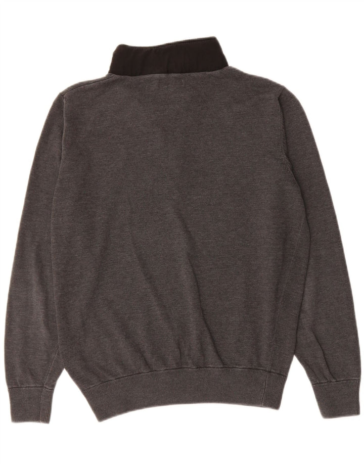 CALVIN KLEIN Mens Zip Neck Jumper Sweater Large Grey Cotton