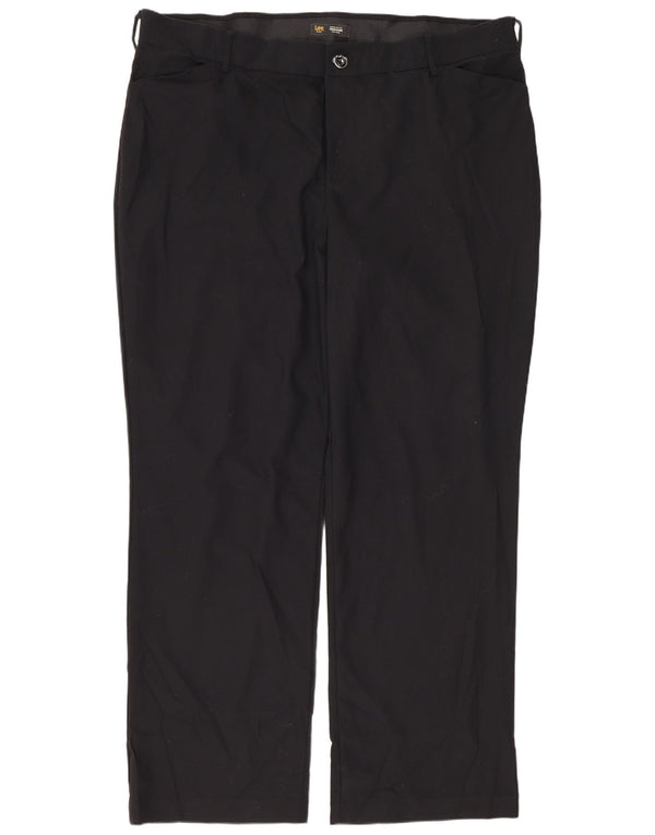 Lee Womens Mid Rise Casual Trousers US 24 2XL W42 L33 Black Cotton