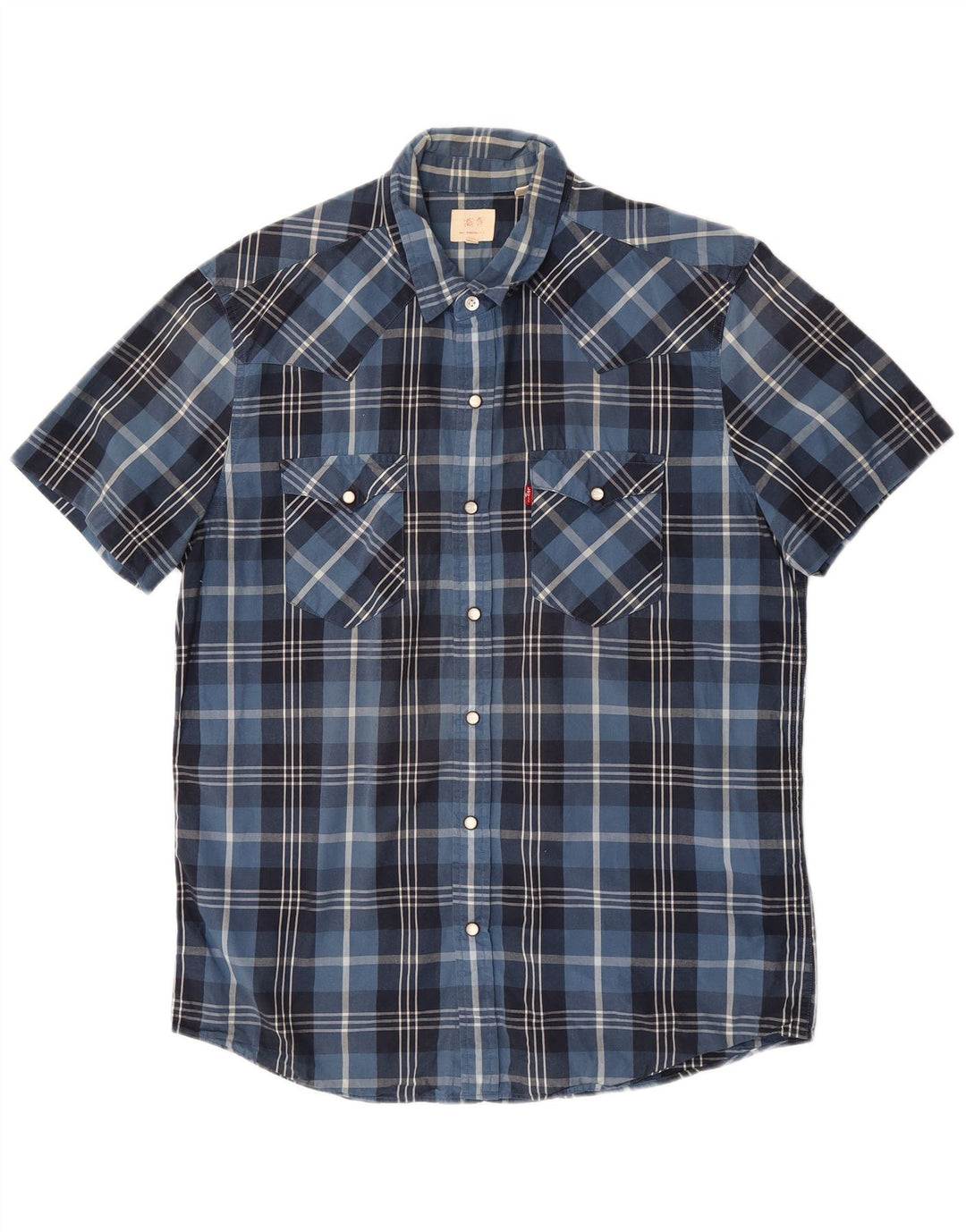 Мужская рубашка с коротким рукавом Levi's, большая синяя клетка, хлопок