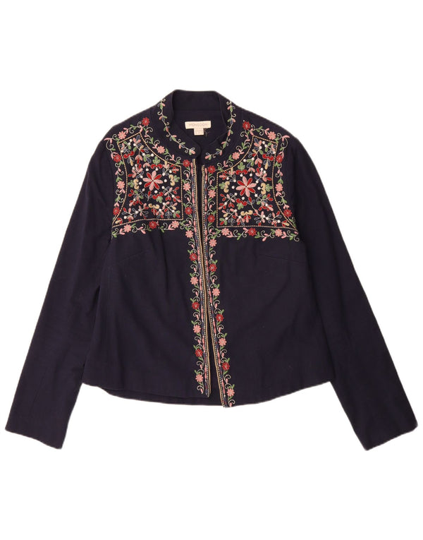 Женская блузка-рубашка MONSOON UK 12, средний темно-синий цветочный хлопок