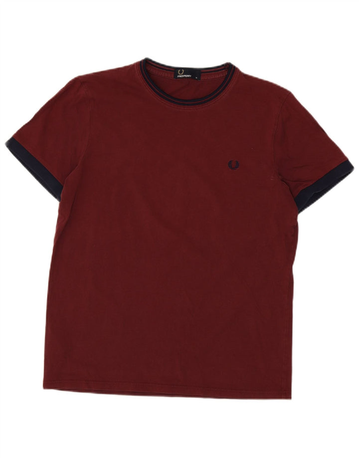 Мужская футболка FRED PERRY Top среднего цвета, бордовый, хлопок с цветными блоками