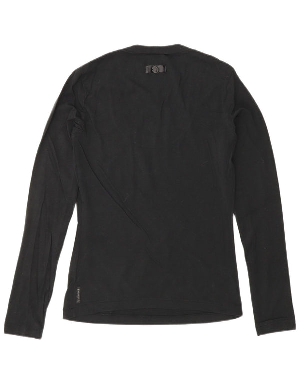 ARMANI JEANS Женский топ с длинным рукавом UK 10, маленький черный хлопок