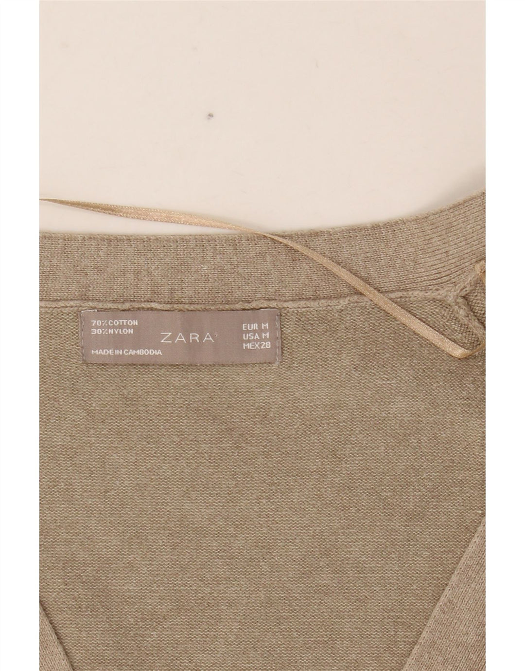 Женский кардиган ZARA UK 12, хлопковый средний бежевый цвет