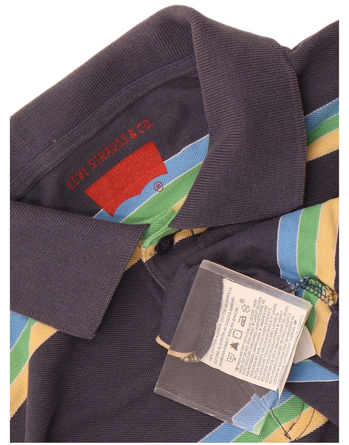 Мужская рубашка-поло с длинным рукавом Levi's, средний темно-синий цвет в полоску, хлопок