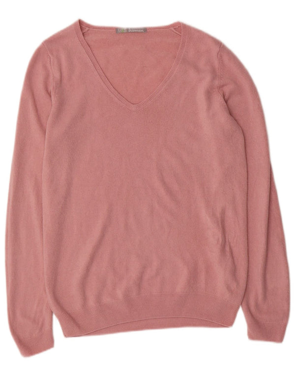 Marks & Spencer Womens V-Neck Jumper Sweater UK 10 Small Pink Acrylic