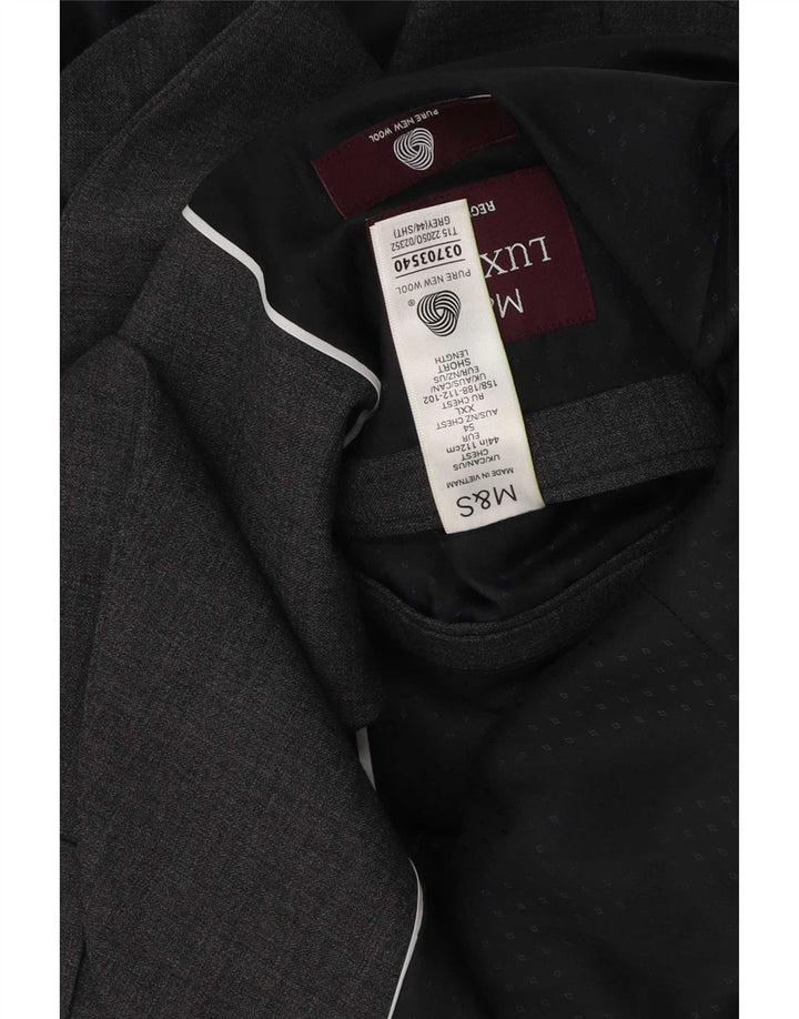 Мужской пиджак с 2 пуговицами Marks & Spencer, размер 44, 2XL, серый, новая шерсть