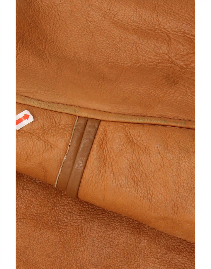 Винтажная мужская короткая дубленка UK 36, маленькая коричневая