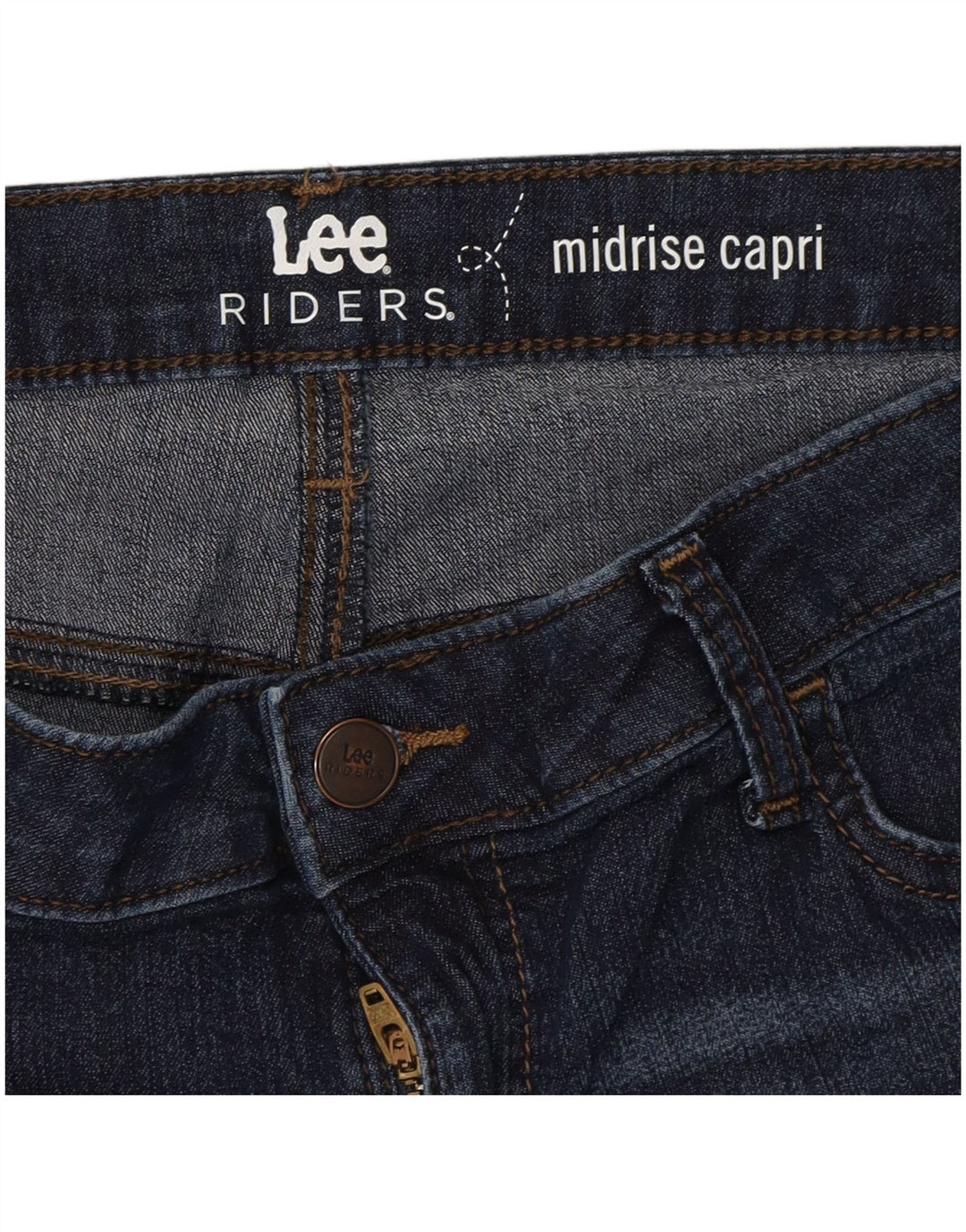 LEE Womens Riders Mid Rise Capri Jeans W34 L21 Navy Blue