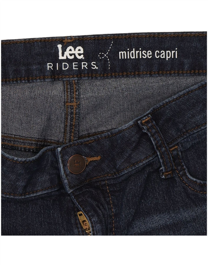 LEE Womens Riders Mid Rise Capri Jeans W34 L21 Navy Blue