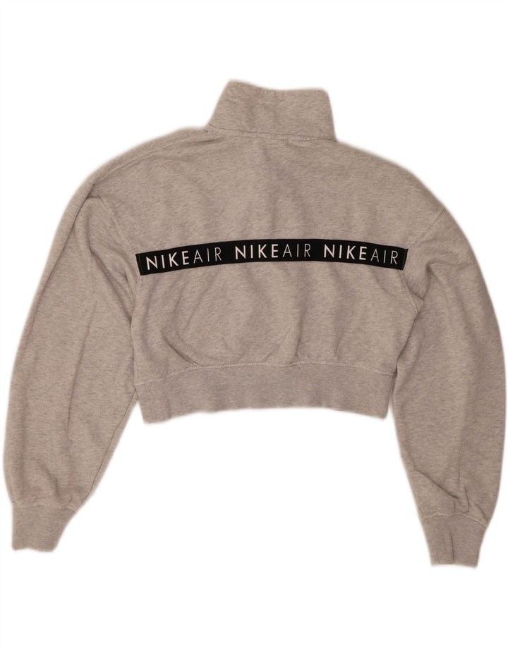 Женский укороченный свитшот с графическим рисунком Nike UK 6 XS, серый хлопок