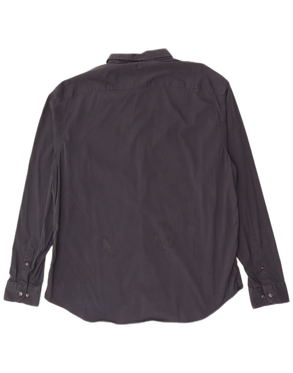 Мужская рубашка Armani Collezioni 2XL темно-синяя хлопковая