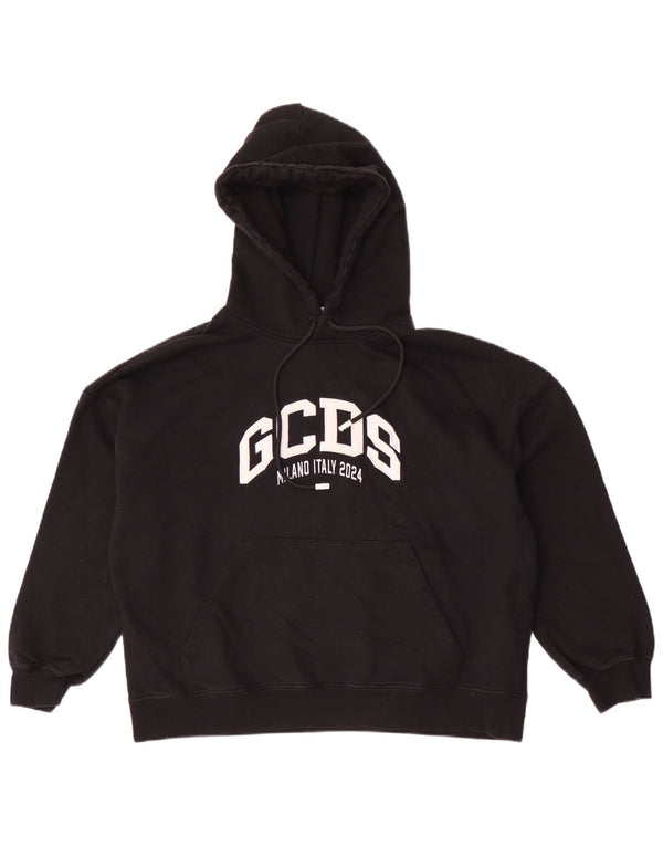 GCDS Мужской джемпер свободного покроя с капюшоном XS, черный хлопок