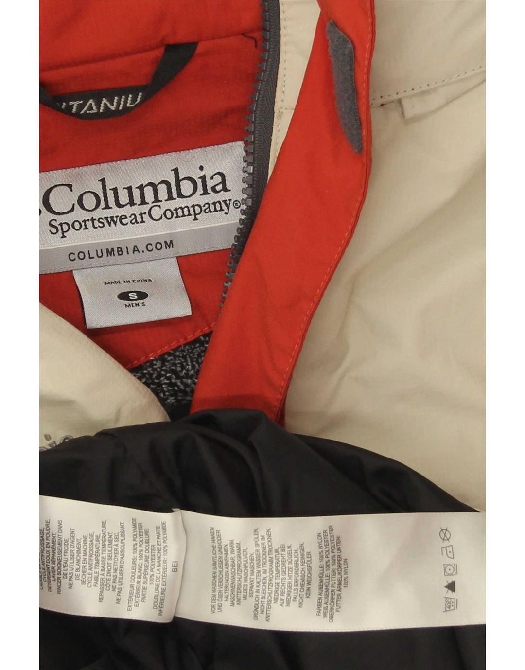 Мужская титановая лыжная куртка Columbia UK 36, маленькая, красная, нейлон с цветными блоками