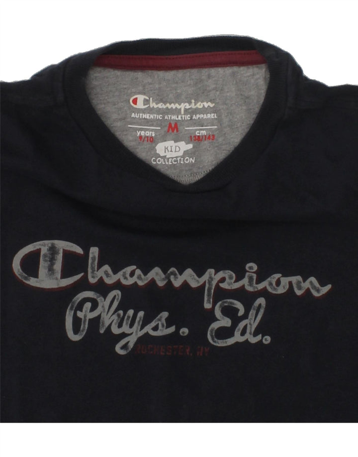 CHAMPION Boys Graphic T-Shirt Top 9-10 Years Medium  Navy Blue | Vintage Champion | Thrift | Second-Hand Champion | Used Clothing | Messina Hembry 