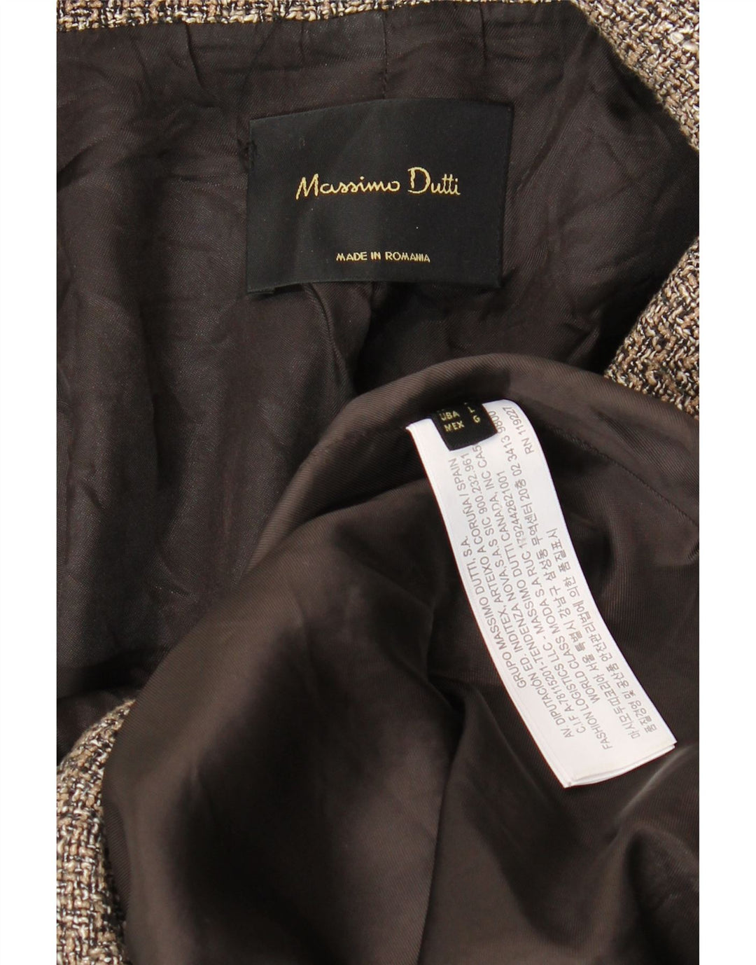 Massimo Dutti Женское Двубортное Пальто UK 16 Большое Серое С Узором В Елочку