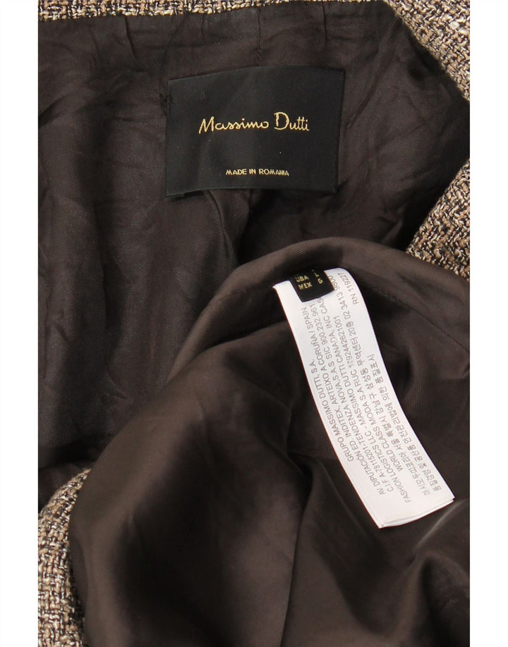 Massimo Dutti Женское Двубортное Пальто UK 16 Большое Серое С Узором В Елочку