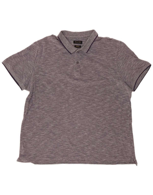 Мужская рубашка-поло повседневного кроя MASSIMO DUTTI 2XL темно-синяя в крапинку