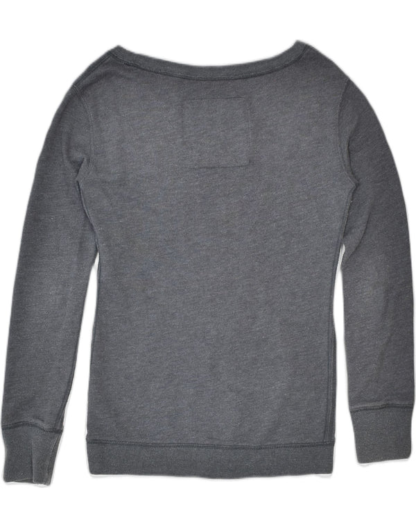 HOLLISTER Женский свитер с рисунком UK 6 XS Серый хлопок