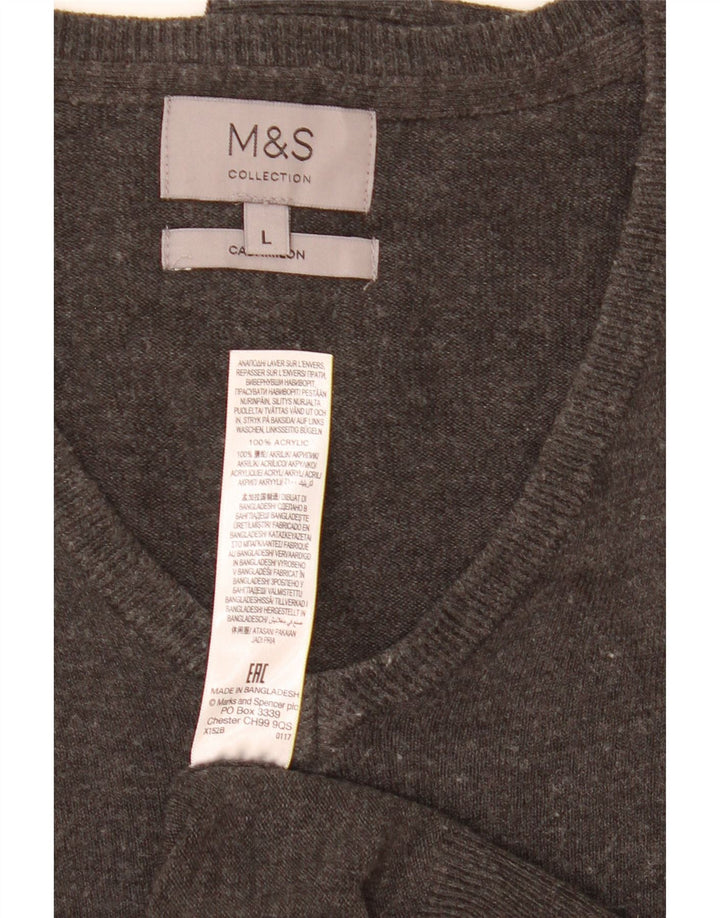 Мужской джемпер с v-образным вырезом Marks & Spencer, большой серый акрил