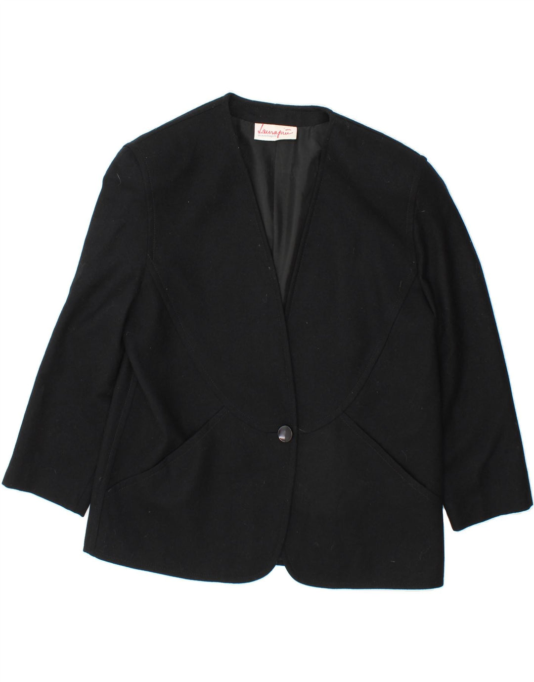 LAURA BIAGIOTTI Womens 1 Button Blazer Jacket IT 50 XL Black Viscose Vintage Laura Biagiotti and Second-Hand Laura Biagiotti from Messina Hembry 