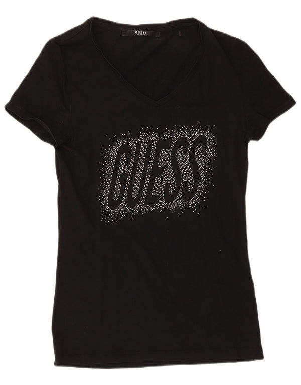 Женская футболка с рисунком Guess Top UK 8, маленькая черная