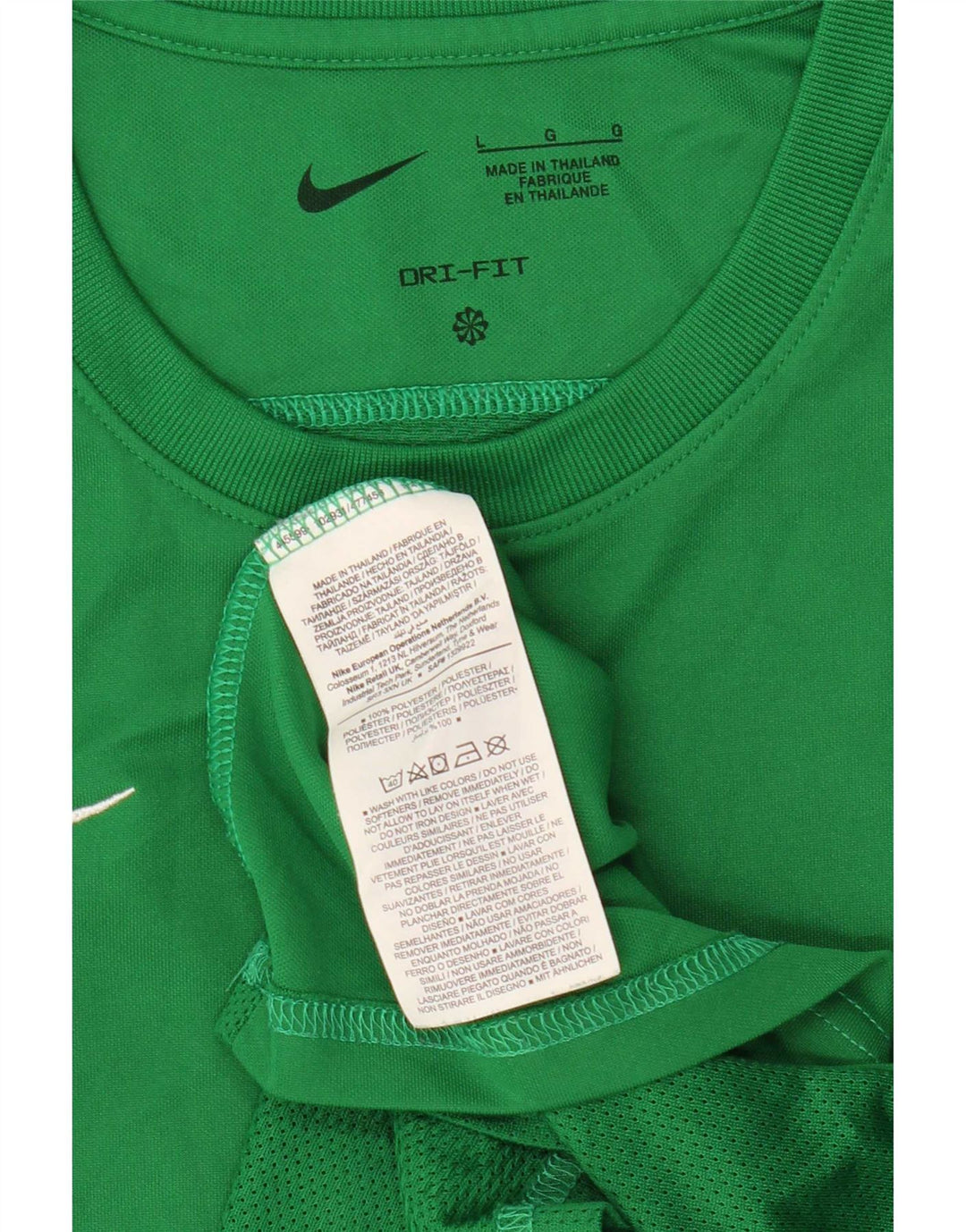 Женская футболка Nike Dri Fit Top UK 14, большой зеленый полиэстер