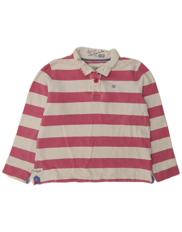 Crew Clothing Womens Button Neck Sweatshirt Jumper UK 16 Large Pink Striped