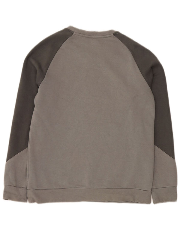 Джемпер с рисунком ADIDAS для мальчиков 13-14 лет, серый, хлопок с цветными блоками