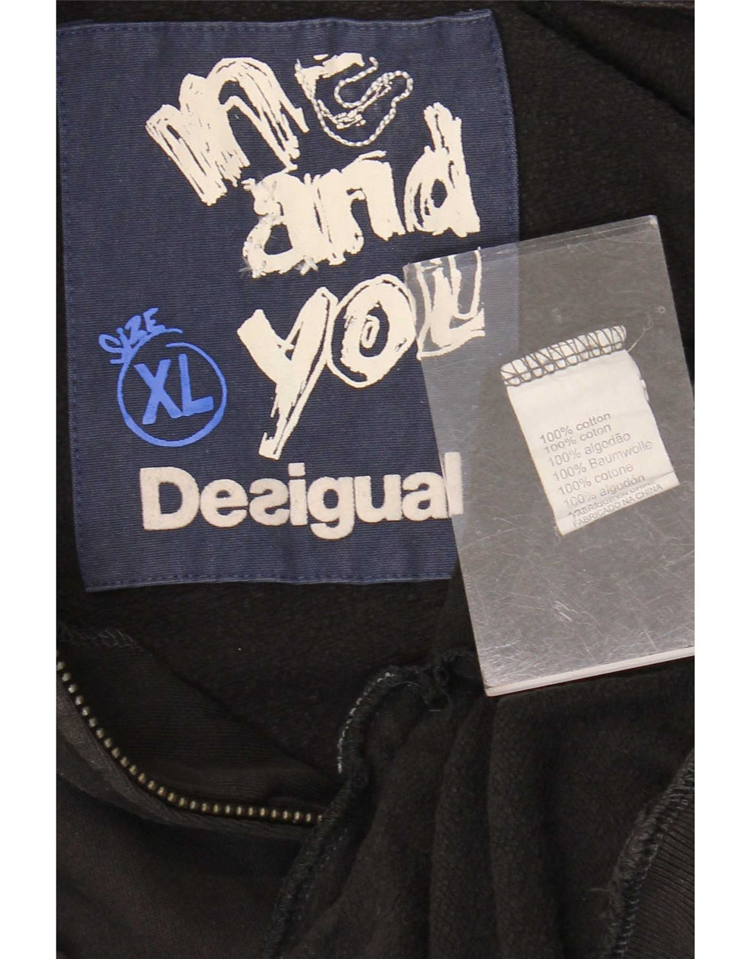 Мужская спортивная куртка с графическим рисунком Desigual XL, черный хлопок