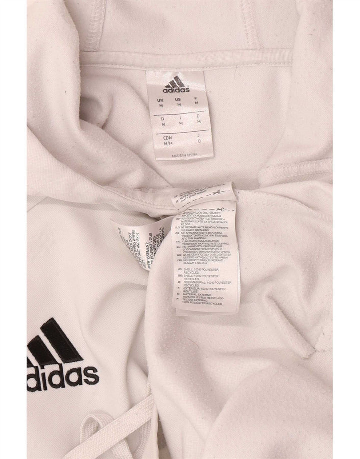 Мужской джемпер с капюшоном Adidas среднего белого цвета из полиэстера