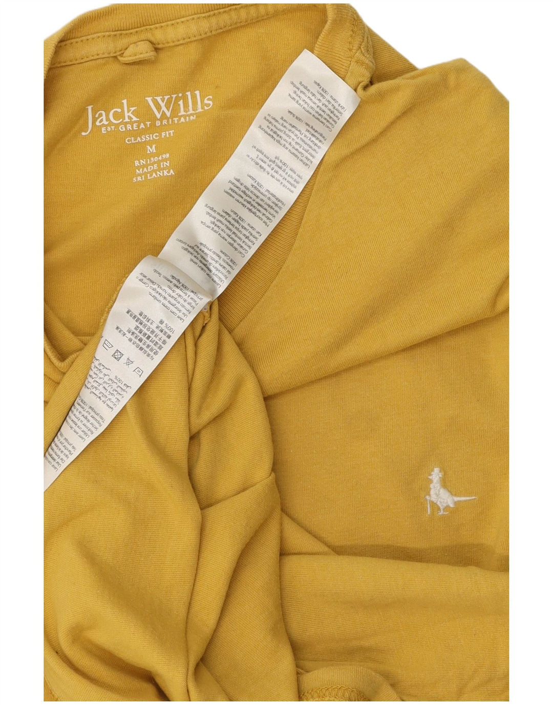 Мужская футболка классического кроя Jack Wills, хлопковый топ среднего желтого цвета