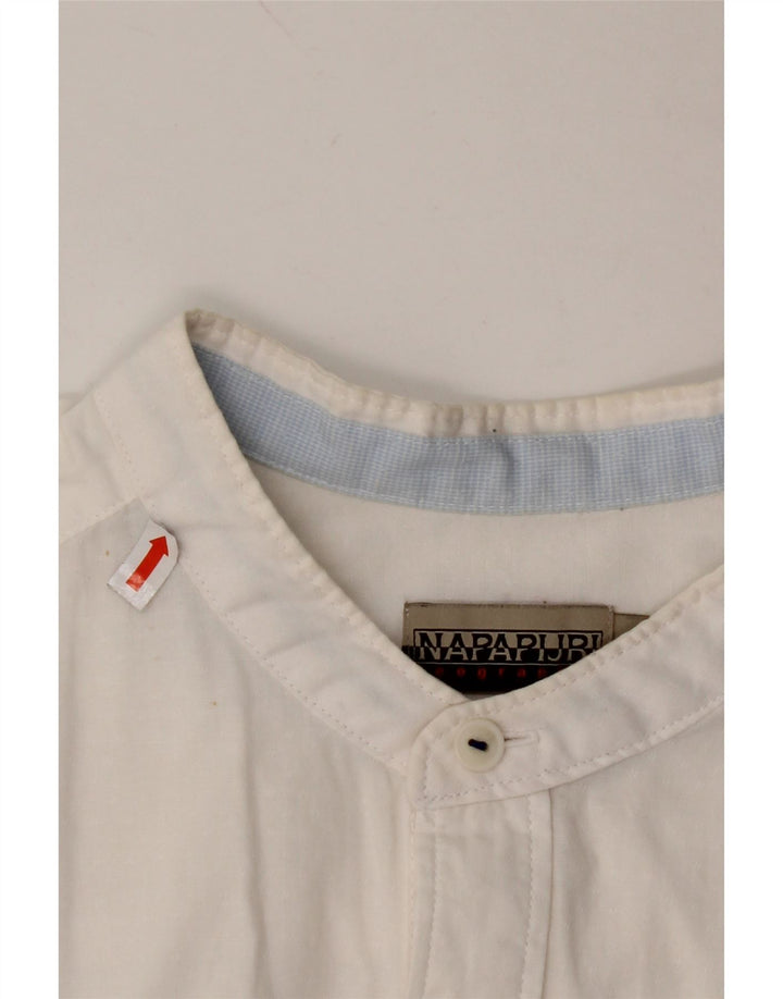 NAPAPIJRI Мужская рубашка стандартного кроя с географическим рисунком среднего размера, белый хлопок