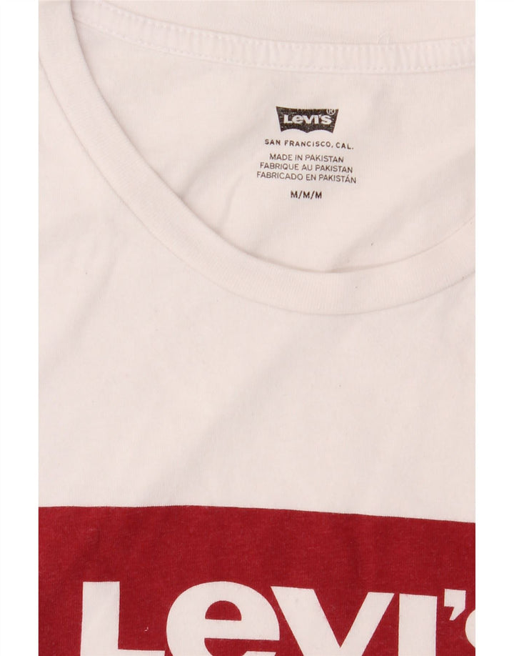 LEVI'S Mens Graphic T-Shirt Top Medium White Vintage Levi's and Second-Hand Levi's from Messina Hembry 