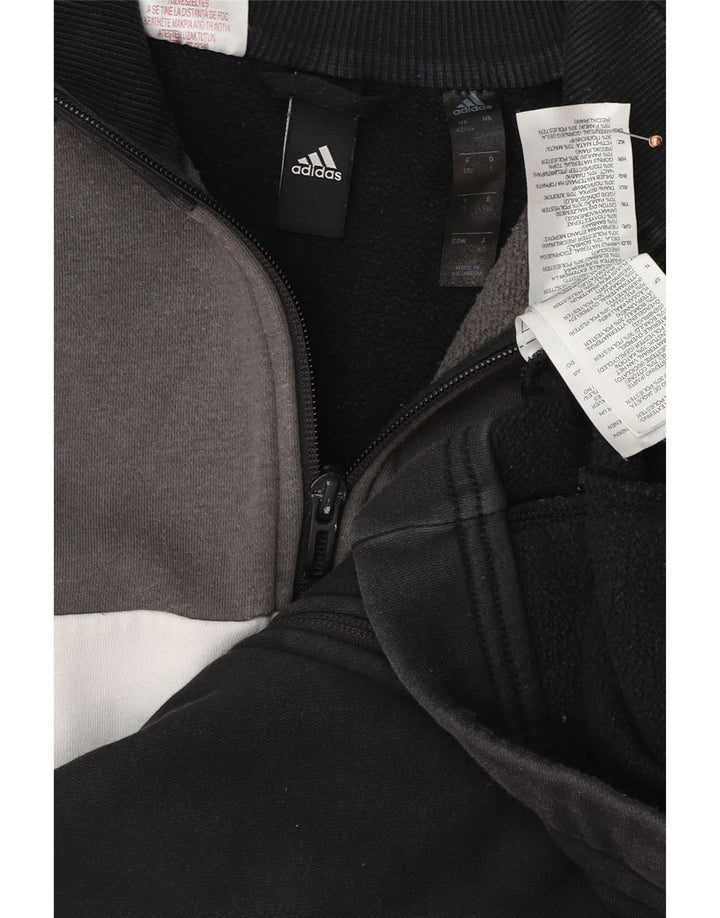 Мужская спортивная куртка ADIDAS UK 42/44, средний черный хлопок с цветными блоками