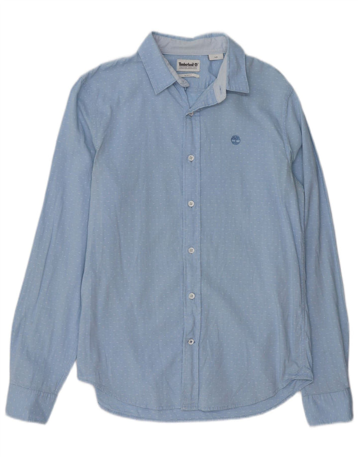 TIMBERLAND Mens Slim Fit Shirt Small Blue Spotted Cotton