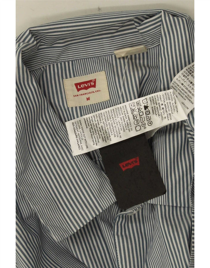 Мужская рубашка с коротким рукавом Levi's, хлопковая синяя полоска среднего размера