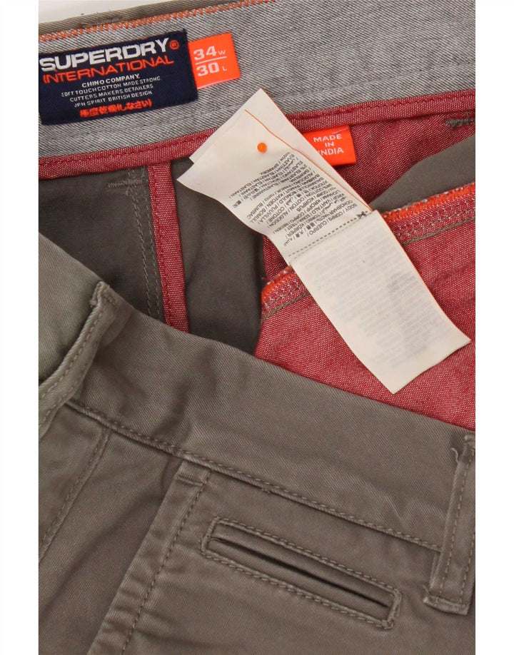 Мужские узкие брюки-карго Superdry W34 L30, хлопок цвета хаки