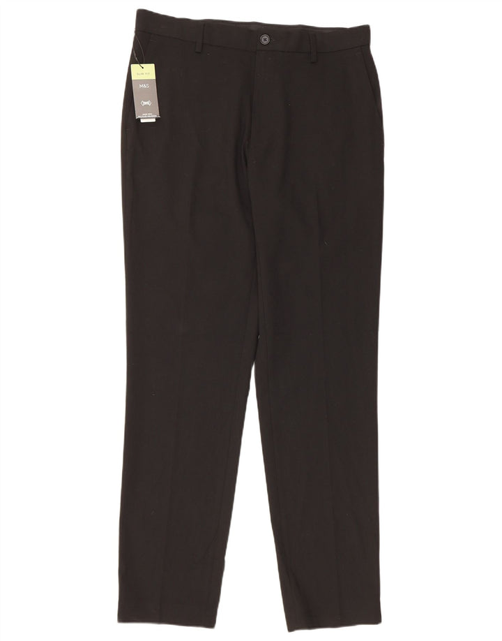 Мужские брюки-чиносы Marks & Spencer W32 L31 черные, полиэстер