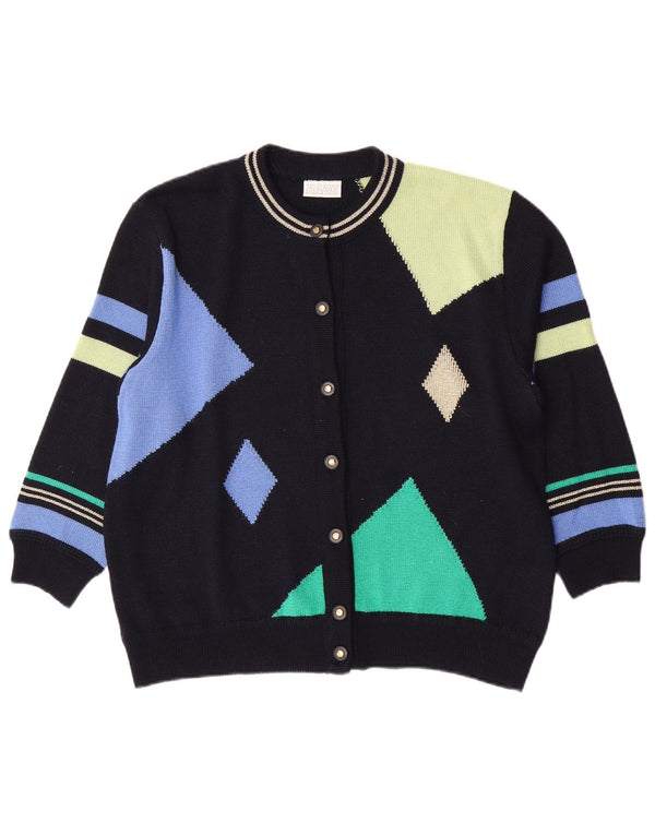 Женский кардиган Rabe UK 14, большой темно-синий акрил с геометрическим рисунком