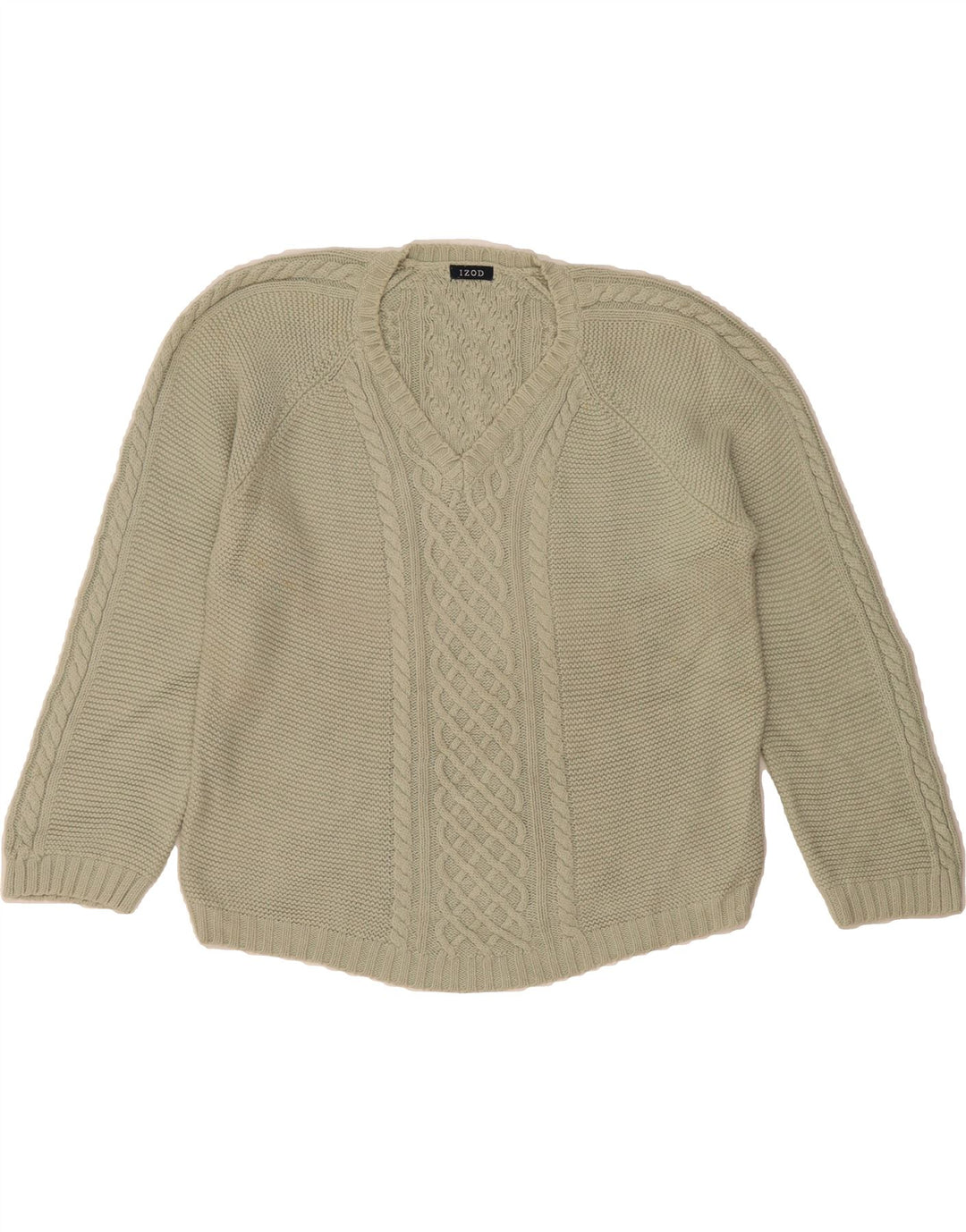 IZOD Womens V-Neck Jumper Sweater UK 14 Large Off White Vintage Izod and Second-Hand Izod from Messina Hembry 