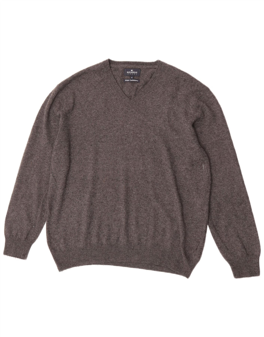 Мужской джемпер с v-образным вырезом Marks & Spencer Blue Harbour, XL, серый, шерстяной