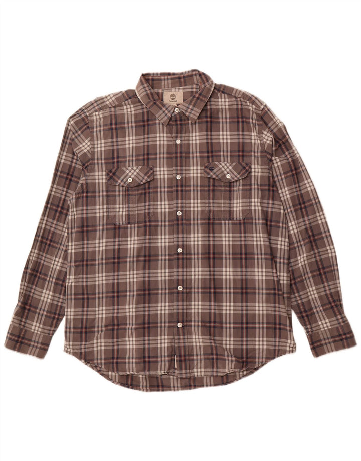 TIMBERLAND Мужская рубашка стандартного кроя XL, серая клетка, хлопок