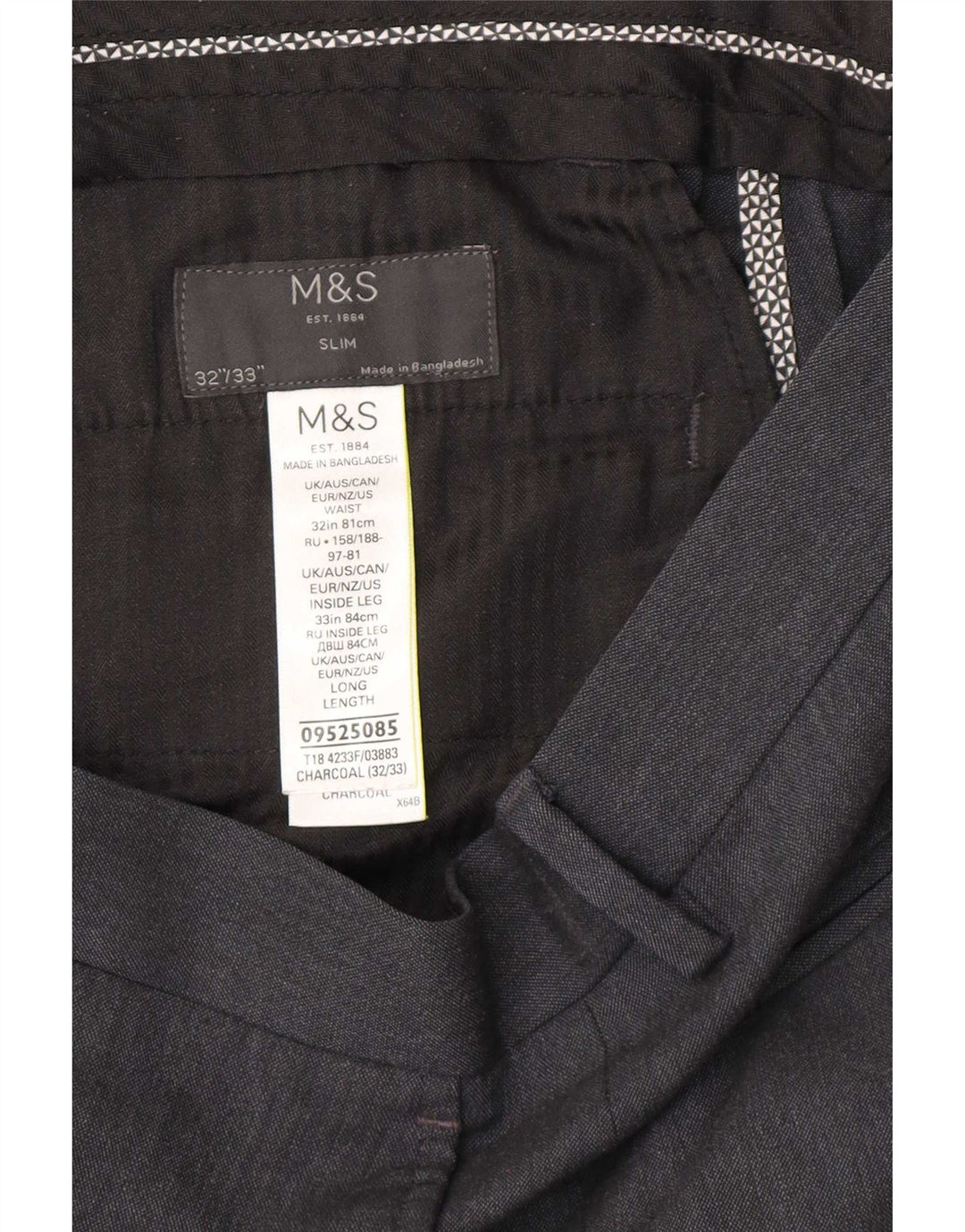 Мужские узкие брюки-чиносы Marks & Spencer W32 L33 серые из полиэстера