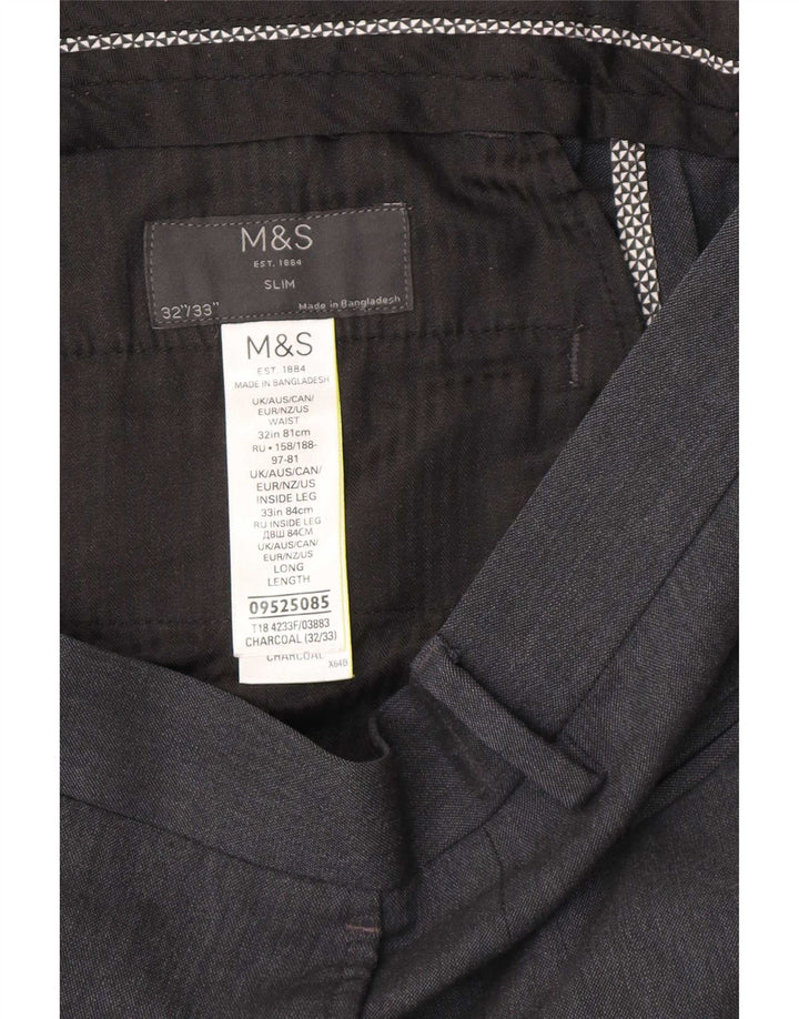 Мужские узкие брюки-чиносы Marks & Spencer W32 L33 серые из полиэстера