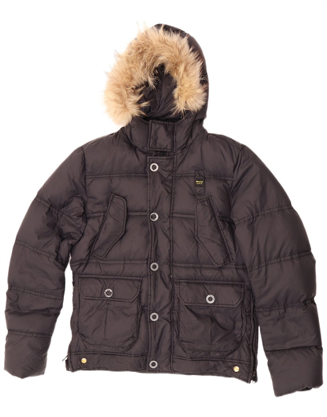 Мужская утепленная куртка Blauer UK 38, средний черный нейлон