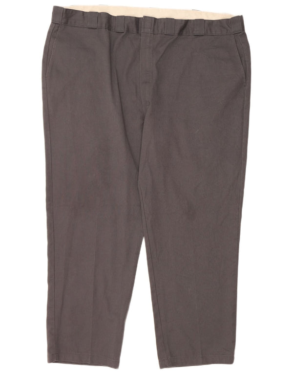 DICKIES Mens Straight Cropped Trousers W50 L30 Grey Polyester