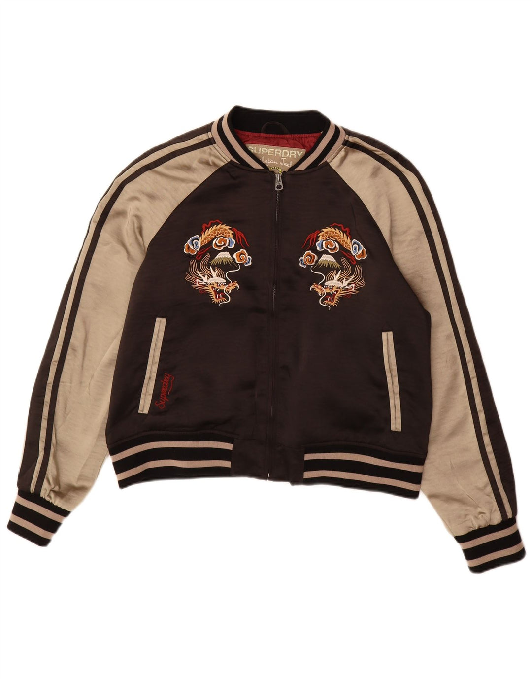 Женский спортивный костюм Superdry с графическим рисунком UK 16, большой коричневый цвет с цветными блоками